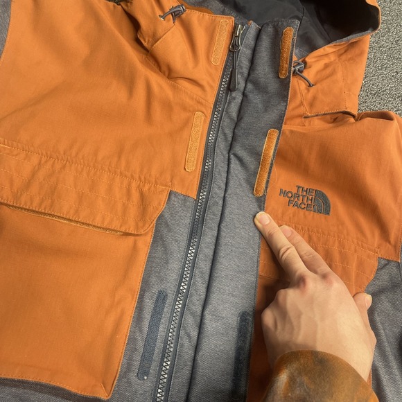 North Face Dryvent Goose Down Liner 3 in 1 Jacket Mens L Grey/Dark Orange Rare - Picture 8 of 16